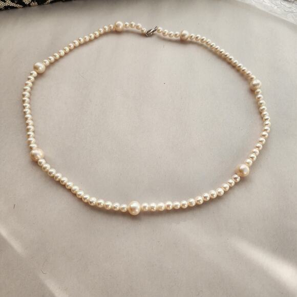 IPS International Pearl Necklace- Sterling Silver 925 Stamped Clasp 22" Beaded - Picture 5 of 12
